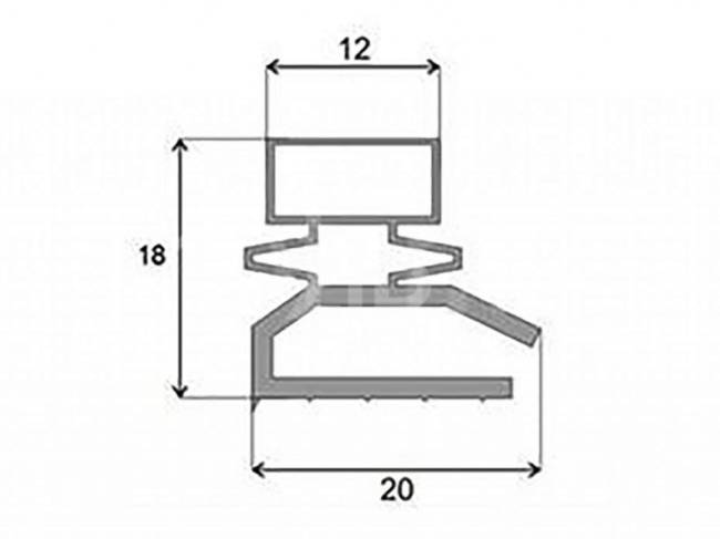 Уплотнитель 264*550мм для холодильника Бирюса 21